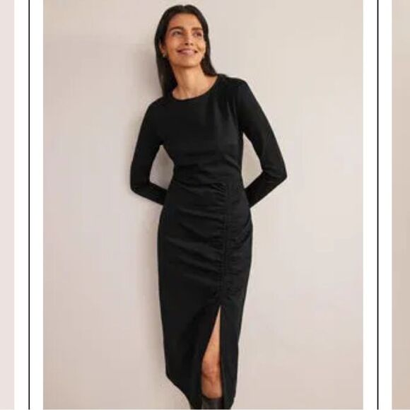 Boden Black Column Midi Dress NEW Size 12 Petite Long Sleeve - Picture 1 of 11